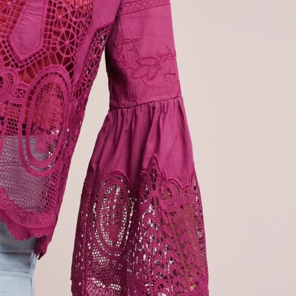 Anthropologie Chloe Oliver Embroidered Top